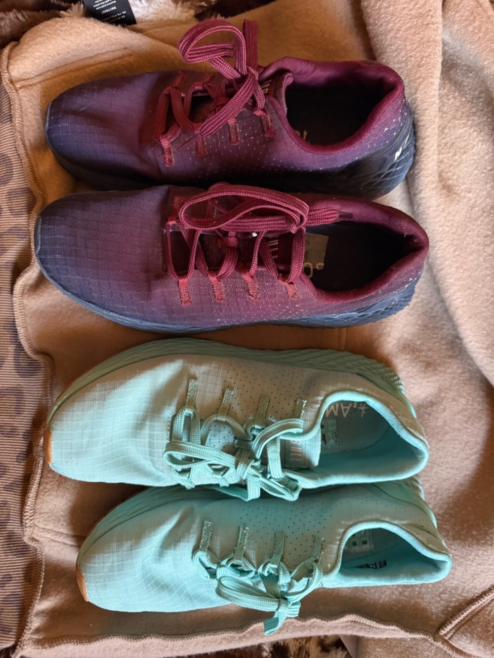 NOBULL Women's Lace-Up Sneakers in Burgundy and Mint